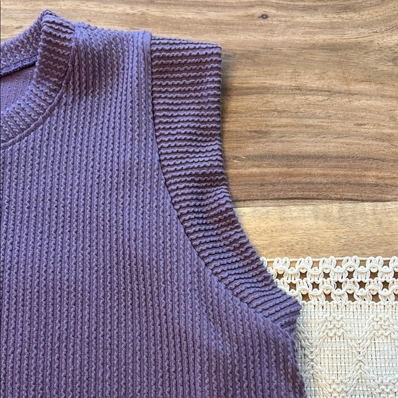 Purple Ribbed Boxy Muscle Tee - Picture 3 of 5